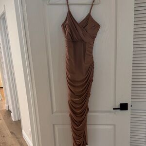 Brown Ruched Dress